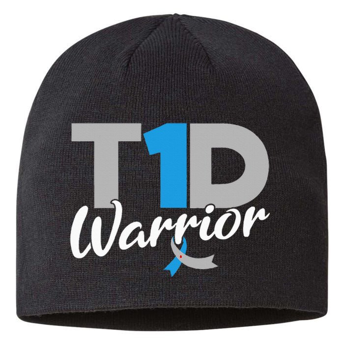 T1D Warrior Diabetes Awareness Type 1 Diabetic Sustainable Beanie