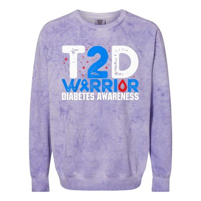 T2D Warrior Diabetes Awareness Type 2 Diabetes Awareness Colorblast Crewneck Sweatshirt