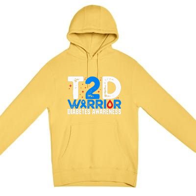 T2D Warrior Diabetes Awareness Type 2 Diabetes Awareness Premium Pullover Hoodie