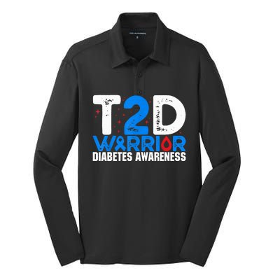 T2D Warrior Diabetes Awareness Type 2 Diabetes Awareness Silk Touch Performance Long Sleeve Polo