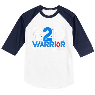 T2D Warrior Diabetes Awareness Type 2 Diabetes Awareness Baseball Sleeve Shirt