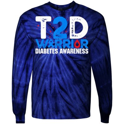 T2D Warrior Diabetes Awareness Type 2 Diabetes Awareness Tie-Dye Long Sleeve Shirt