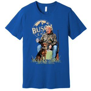 Trump With Dog Duck Waterfowl Hunting Camo President Premium T-Shirt