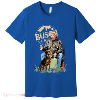 Trump With Dog Duck Waterfowl Hunting Camo President Premium T-Shirt