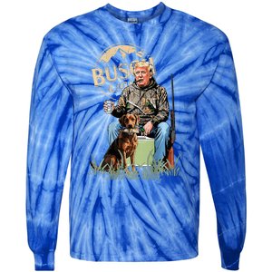 Trump With Dog Duck Waterfowl Hunting Camo President Tie-Dye Long Sleeve Shirt