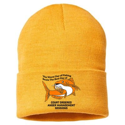 The Worst Day Of Fishing Beats The Best Day Of Court Ordered Anger Management Sustainable Knit Beanie