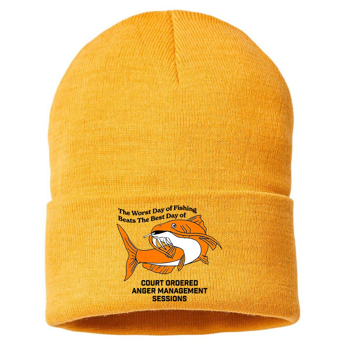 The Worst Day Of Fishing Beats The Best Day Of Court Ordered Anger Management Sustainable Knit Beanie