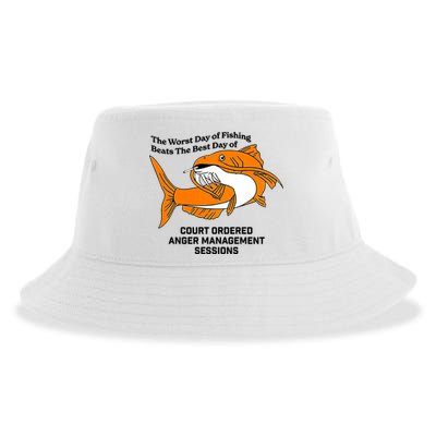 The Worst Day Of Fishing Beats The Best Day Of Court Ordered Anger Management Sustainable Bucket Hat