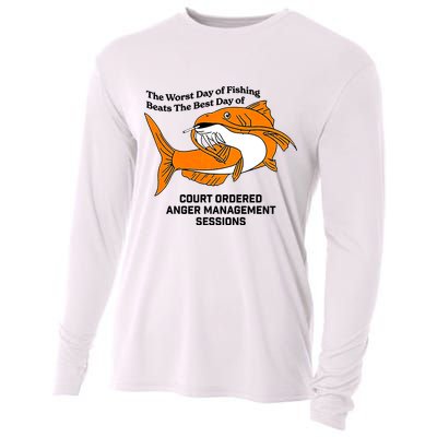 The Worst Day Of Fishing Beats The Best Day Of Court Ordered Anger Management Cooling Performance Long Sleeve Crew