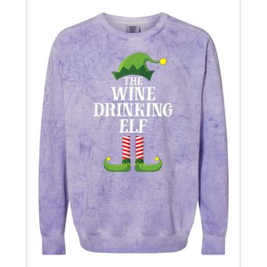 The Wine Drinking Elf Christmas Funny Colorblast Crewneck Sweatshirt