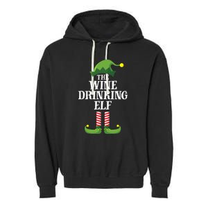 The Wine Drinking Elf Christmas Funny Garment-Dyed Fleece Hoodie