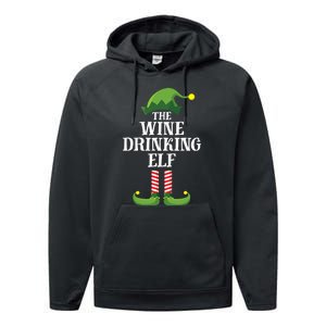 The Wine Drinking Elf Christmas Funny Performance Fleece Hoodie