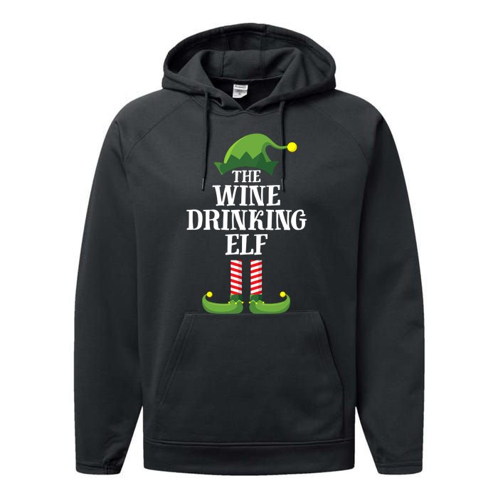 The Wine Drinking Elf Christmas Funny Performance Fleece Hoodie