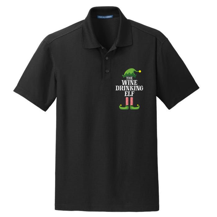 The Wine Drinking Elf Christmas Funny Dry Zone Grid Polo