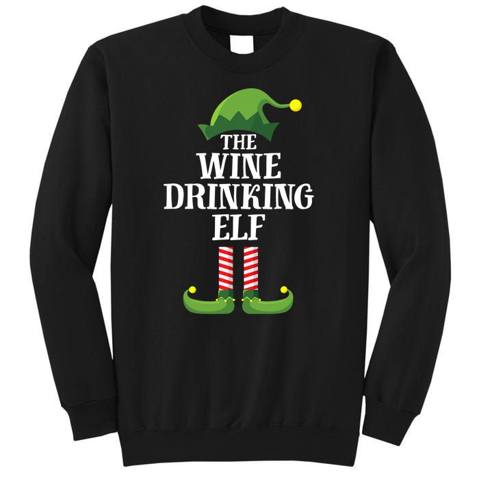 The Wine Drinking Elf Christmas Funny Tall Sweatshirt