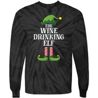 The Wine Drinking Elf Christmas Funny Tie-Dye Long Sleeve Shirt