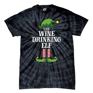 The Wine Drinking Elf Christmas Funny Tie-Dye T-Shirt