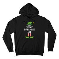 The Wine Drinking Elf Christmas Funny Tall Hoodie