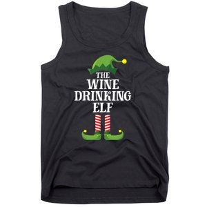 The Wine Drinking Elf Christmas Funny Tank Top