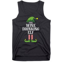 The Wine Drinking Elf Christmas Funny Tank Top