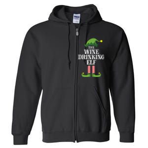 The Wine Drinking Elf Christmas Funny Full Zip Hoodie