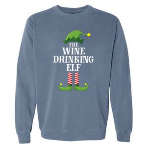 The Wine Drinking Elf Christmas Funny Garment-Dyed Sweatshirt