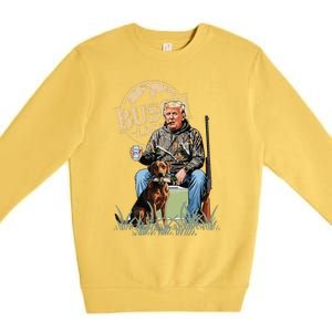 Trump With Dog Duck Waterfowl Hunting Camo President Trump Premium Crewneck Sweatshirt