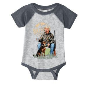 Trump With Dog Duck Waterfowl Hunting Camo President Trump Infant Baby Jersey Bodysuit