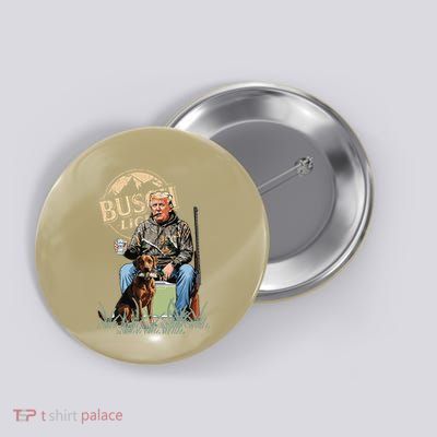 Trump With Dog Duck Waterfowl Hunting Camo President Trump Button