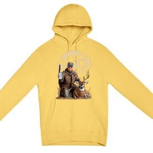 Trump With Dog Duck Waterfowl Hunting Camo President Premium Pullover Hoodie