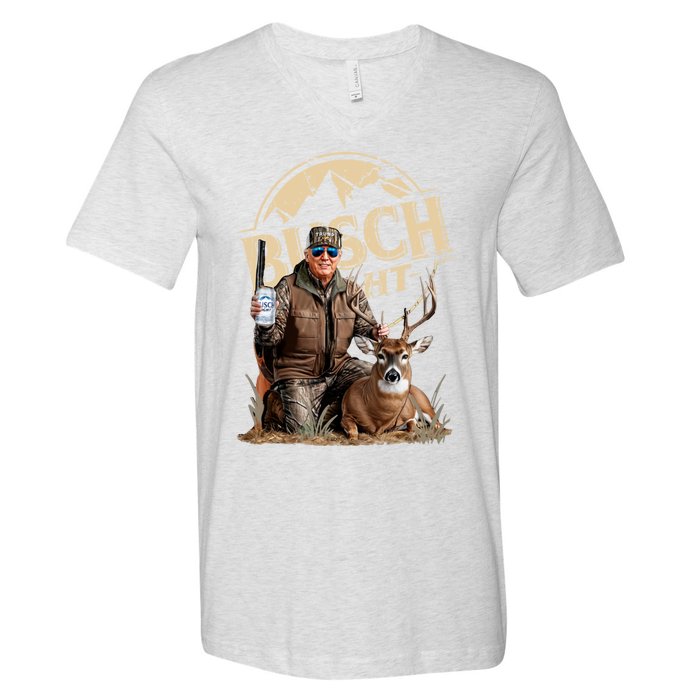 Trump With Dog Duck Waterfowl Hunting Camo President V-Neck T-Shirt