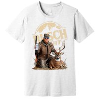 Trump With Dog Duck Waterfowl Hunting Camo President Premium T-Shirt