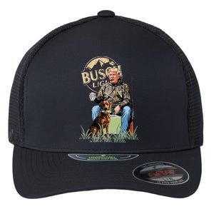 Trump With Dog Duck Waterfowl Hunting Flexfit Unipanel Trucker Cap