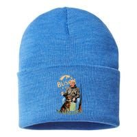 Trump With Dog Duck Waterfowl Hunting Sustainable Knit Beanie