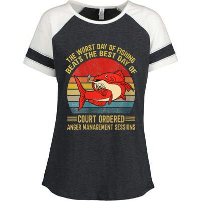 The Worst Day Of Fishing Beats The Best Day Of Court Ordered Enza Ladies Jersey Colorblock Tee