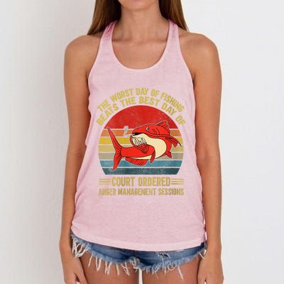 The Worst Day Of Fishing Beats The Best Day Of Court Ordered Women's Knotted Racerback Tank