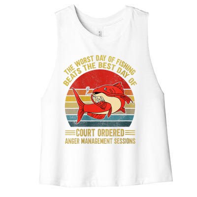 The Worst Day Of Fishing Beats The Best Day Of Court Ordered Women's Racerback Cropped Tank