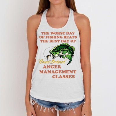 The Worst Day Of Fishing Beats The Best Day Of Court Ordered Women's Knotted Racerback Tank