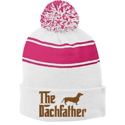 The Weiner Dog Father Funny Dachshund Stripe Pom Pom Beanie