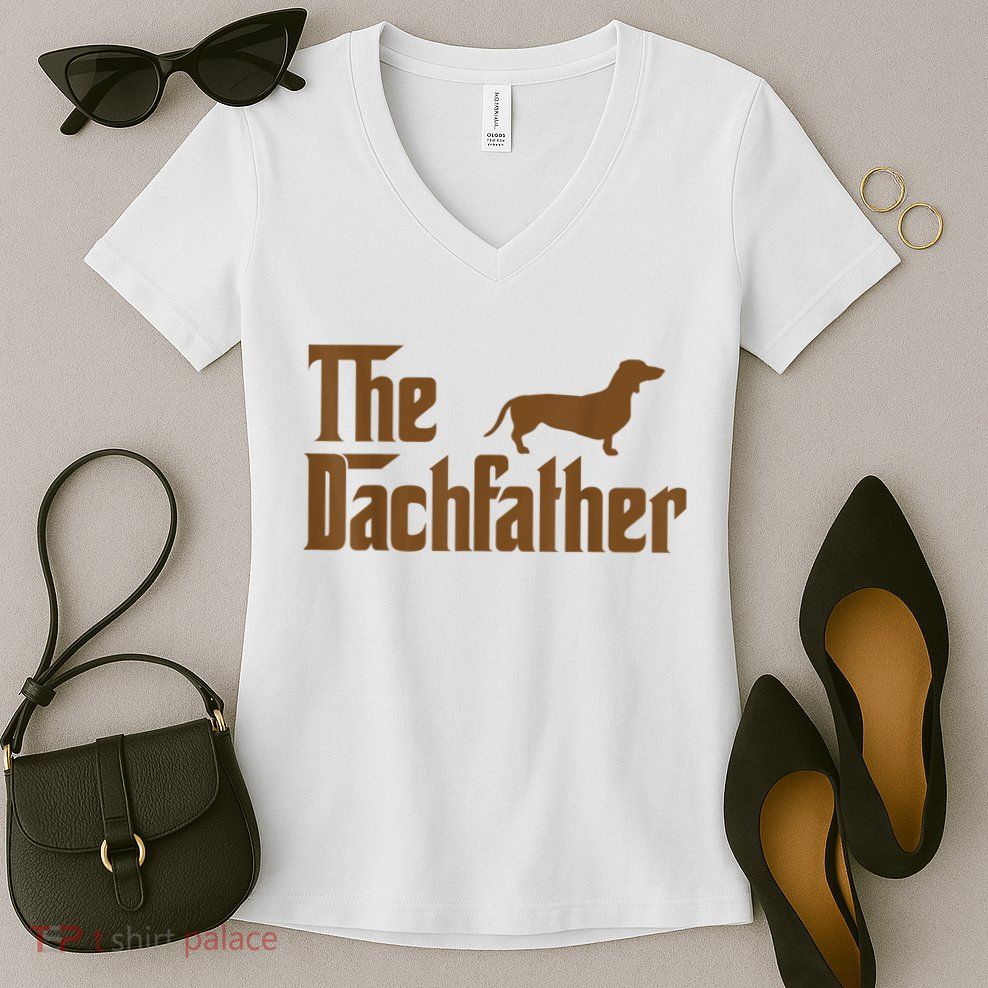 The Weiner Dog Father Funny Dachshund Women's V-Neck T-Shirt