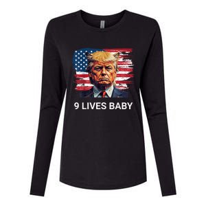 Trump With Ears Cat In Suite American Flag Nine Lives Baby Womens Cotton Relaxed Long Sleeve T-Shirt