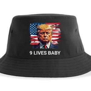 Trump With Ears Cat In Suite American Flag Nine Lives Baby Sustainable Bucket Hat