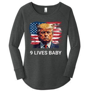 Trump With Ears Cat In Suite American Flag Nine Lives Baby Women's Perfect Tri Tunic Long Sleeve Shirt