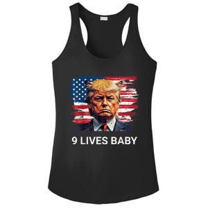 Trump With Ears Cat In Suite American Flag Nine Lives Baby Ladies PosiCharge Competitor Racerback Tank