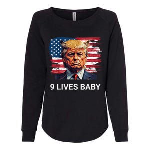 Trump With Ears Cat In Suite American Flag Nine Lives Baby Womens California Wash Sweatshirt