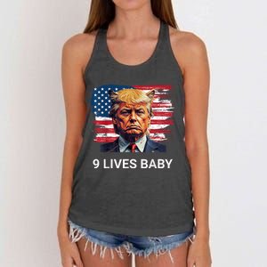 Trump With Ears Cat In Suite American Flag Nine Lives Baby Women's Knotted Racerback Tank