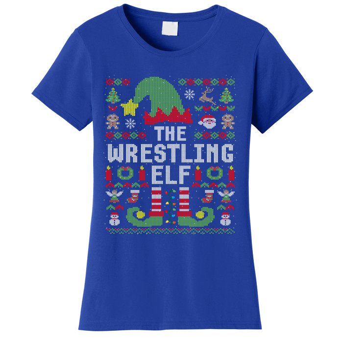 The Wrestling Elf Ugly Christmas Matching Family Group Meaningful Gift Women's T-Shirt