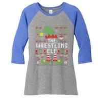 The Wrestling Elf Ugly Christmas Matching Family Group Meaningful Gift Women's Tri-Blend 3/4-Sleeve Raglan Shirt