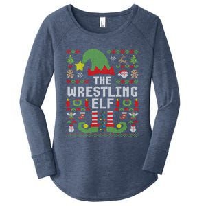 The Wrestling Elf Ugly Christmas Matching Family Group Meaningful Gift Women's Perfect Tri Tunic Long Sleeve Shirt