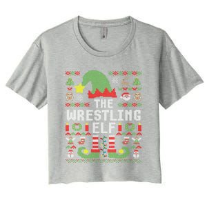 The Wrestling Elf Ugly Christmas Matching Family Group Meaningful Gift Women's Crop Top Tee